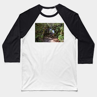 Path through trees to the ocean Baseball T-Shirt